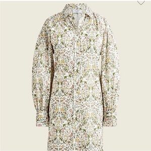 J.Crew Liberty Tapestry Floral Mini Shirt Dress Puff Sleeve M EUC